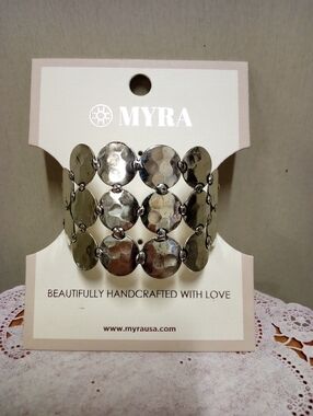 NWT, Myra Bag Co Silver Metal Cuff Bracelet